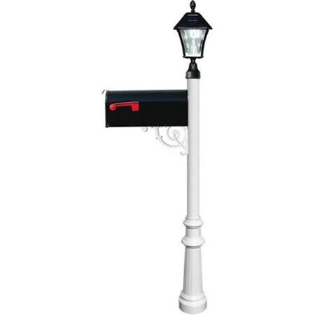 Grandoldgarden E1 Economy Mailbox System with Fluted Base & Bayview Solar Lamp White GR3179802